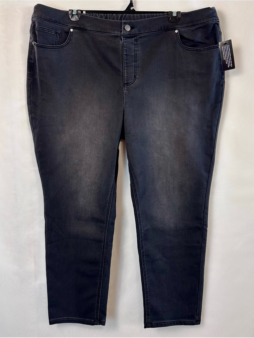 Isaac Mizrahi Womens Black Stretchy Denim Pull On Pants / Size 26W